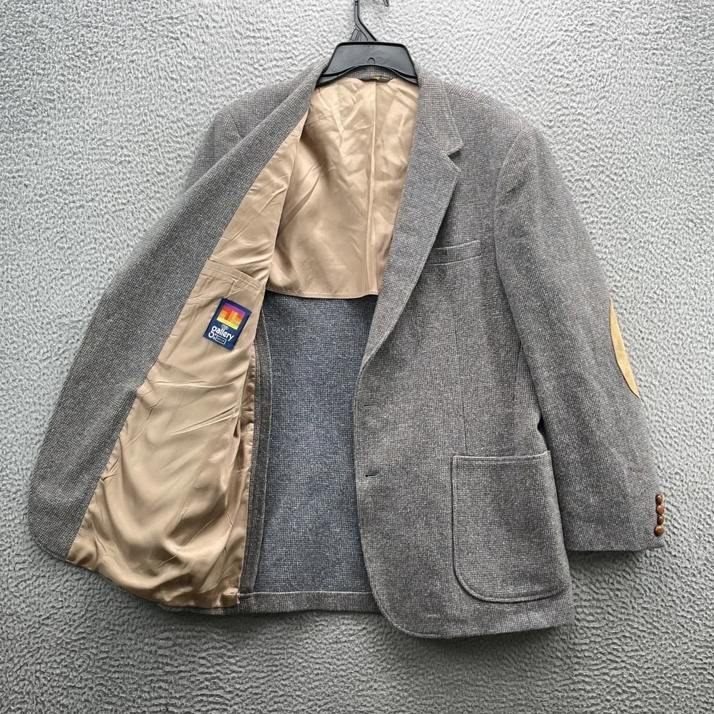 Vintage The Gallery Haggar Blazer Mens 44L Elbow Patch Old Money Preppy Business